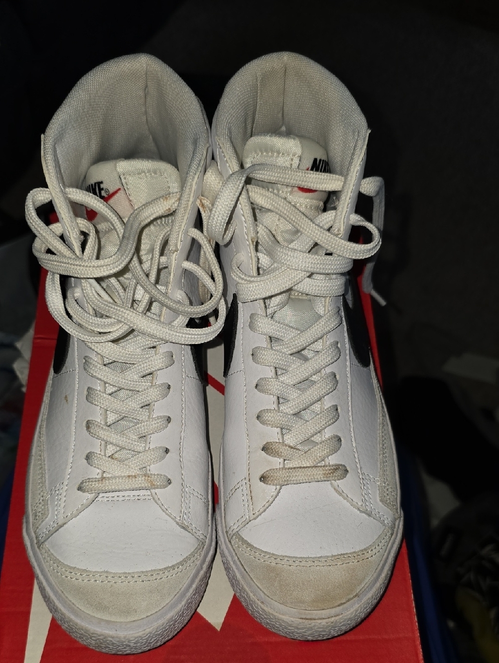 Nike White Black High-Top Sneakers with Red Accents